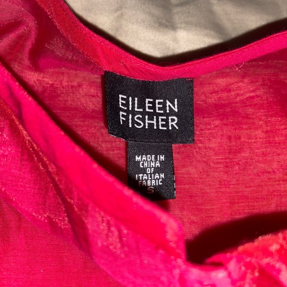 Eileen Fisher Women’s Sheer Red Button-Up Blouse Sz Small linen Lagenlook - Picture 5 of 6